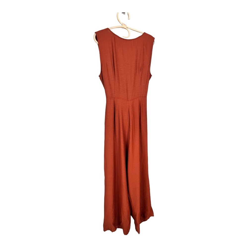 Le Lis Boutique Burnt Orange Cutout Tie Knot Wide Leg Jumpsuit Size Large - Picture 12 of 14